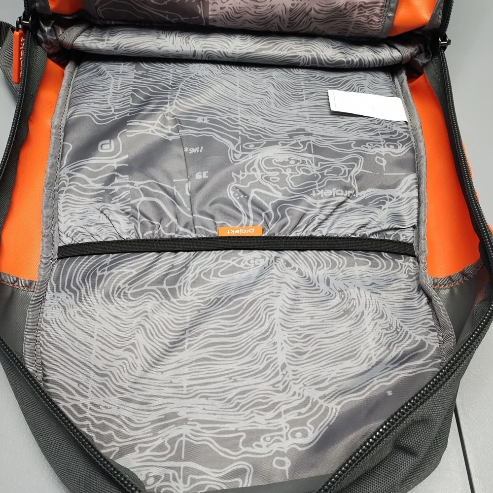 Projekt Klark Unisex Backpack Orange Gray Padded Shoulder Straps Water Resistant